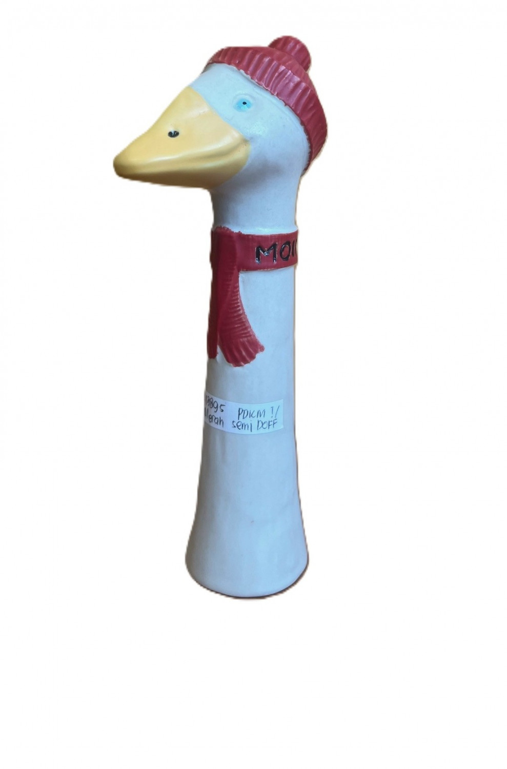 Gänsehals aus Steinzeug rot ca. 18 cm-inklusive Gartenstecker aus Bambus
